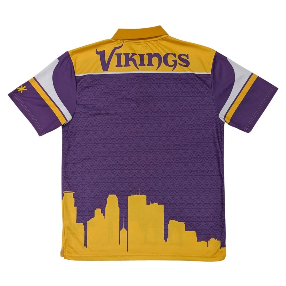 Minnesota Vikings NFL Team Apparel Polo‎ Shirt Men's Large Purple Gold Skyline - Picture 2 of 6